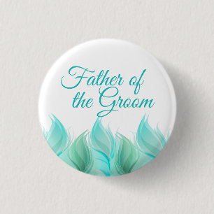 Watercolor Feathers Father of the Groom 1 Inch Round Button