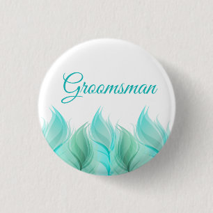 Watercolor Feathers Groomsman 1 Inch Round Button
