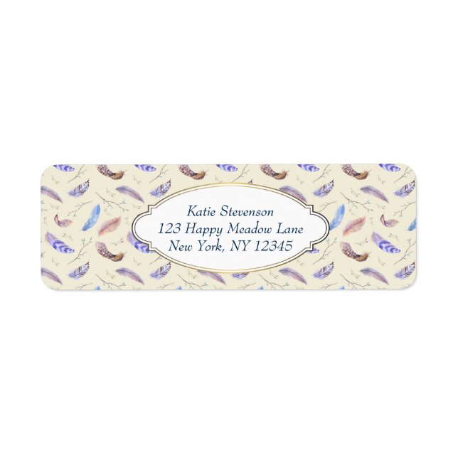 Watercolor Feathers Leaves and Branches Pattern (Front)