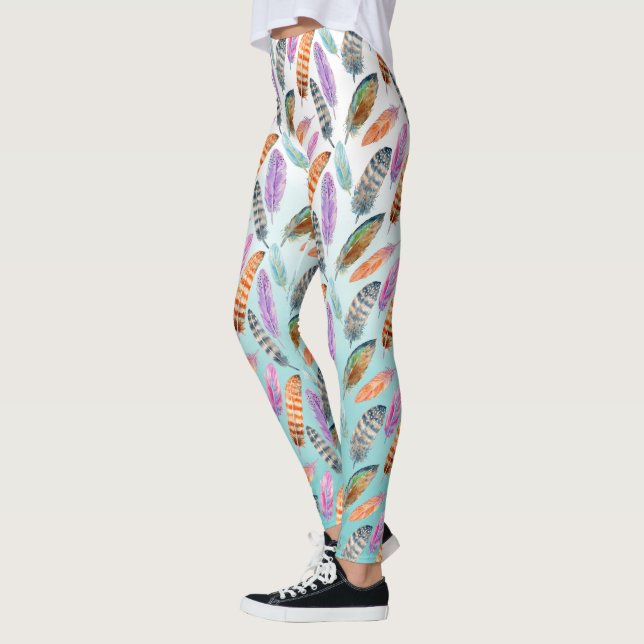 Watercolor Feathers Leggings (Left)