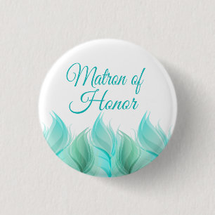Watercolor Feathers Matron of Honour 1 Inch Round Button