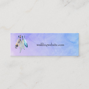 Watercolor Feathers on Purple Background Website Mini Business Card