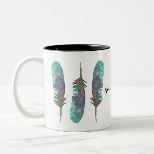 Watercolor Feathers Personalized Coffee Mug