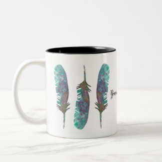 Watercolor Feathers Personalized Coffee Mug