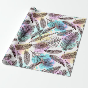 Watercolor Feathers Wrapping Paper