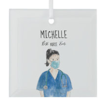 Watercolor Female Best Nurse Ever Face Mask Cute 