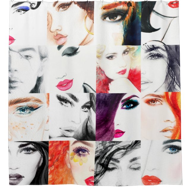 Watercolor female portrait pattern (Front)