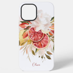 Watercolor Feminine Citrus Floral with Name iPhone 12 Pro Max Case