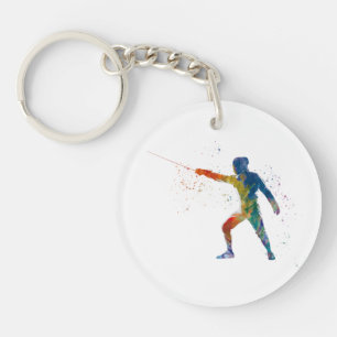 watercolor fencing keychain