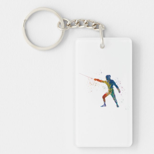 watercolor fencing keychain (Front)