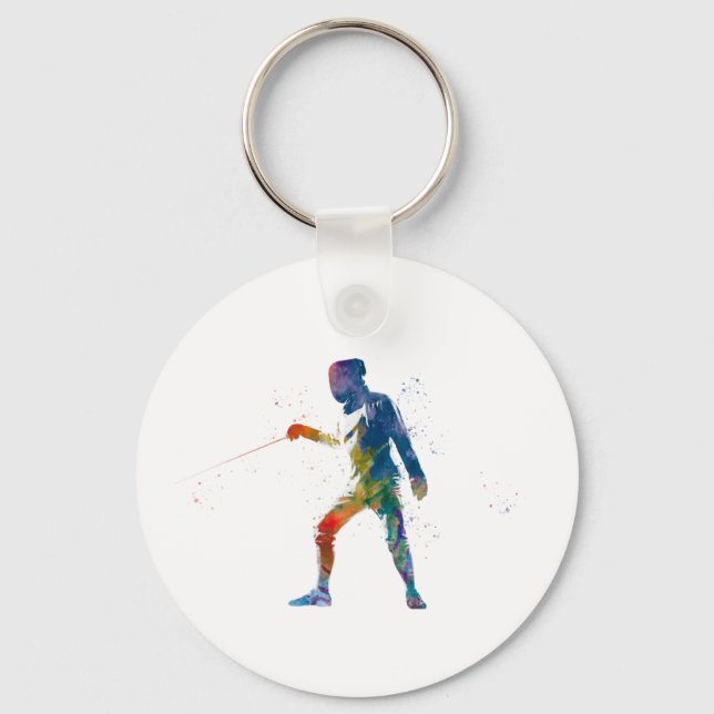 watercolor fencing keychain (Front)
