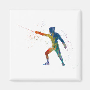 watercolor fencing magnet
