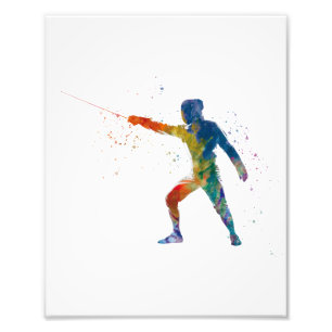 watercolor fencing photo print