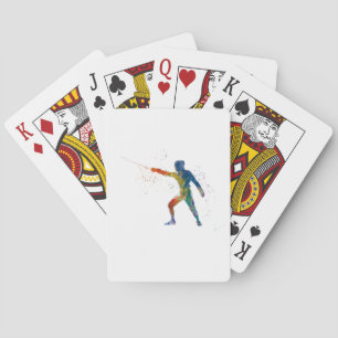 watercolor fencing playing cards