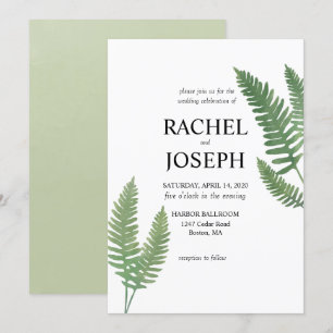 Watercolor Fern Wedding Invitation