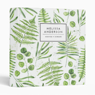 Watercolor Ferns and Eucalyptus Pattern Binder