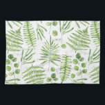 Watercolor Ferns and Eucalyptus Pattern Kitchen Towel<br><div class="desc">Add a greenery accent to your kitchen with this whimsical sherpa blanket. It features watercolor illustrations of green ferms and eucalyptus pattern. This greenery towel will be perfect as a gift. Matching items are available.</div>