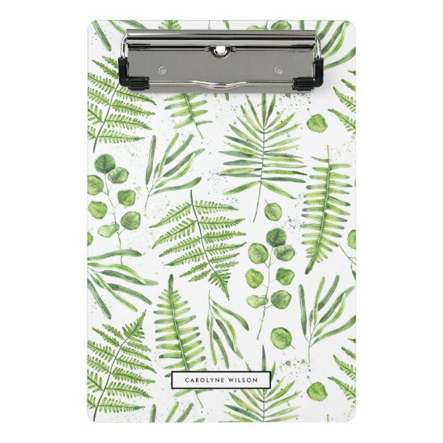 Watercolor Ferns and Eucalyptus Pattern Mini Clipboard (Front)