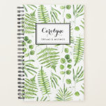 Watercolor Ferns and Eucalyptus Pattern Planner<br><div class="desc">Write your plans and schedule with this whimsical and botanical-inspired planner. It features watercolor illustrations of green ferms and eucalyptus pattern. Personalize by adding your name or short phrase. This greenery planner will be perfect as a personalized gift. Matching items are available.</div>