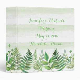 Watercolor Ferns Leaves Greenery Wedding Planner Binder