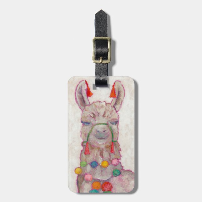 Watercolor Festival Llama Luggage Tag (Front Vertical)