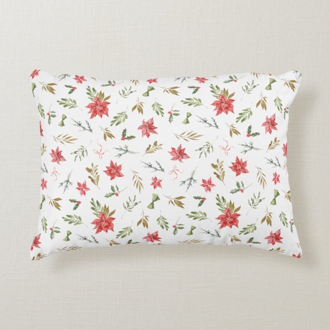 Watercolor Festive Christmas Pattern  Accent Pillow (Front)