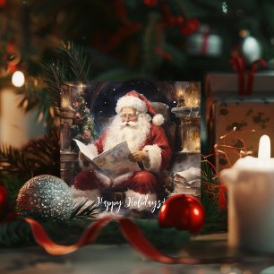 Watercolor Festive Christmas Santa Holiday Card