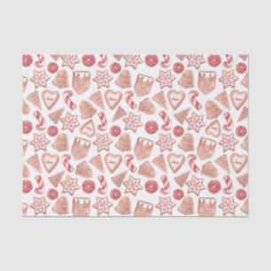 Watercolor Festive Christmas Sugar Cookies Pattern Tissue Paper