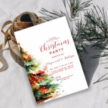 Watercolor Festive Noël Arbre de fête Invitation