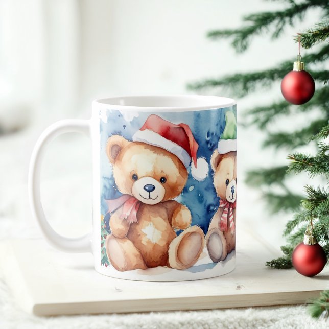 Watercolor Festive Nounours Christmas Mug (Créateur téléchargé)