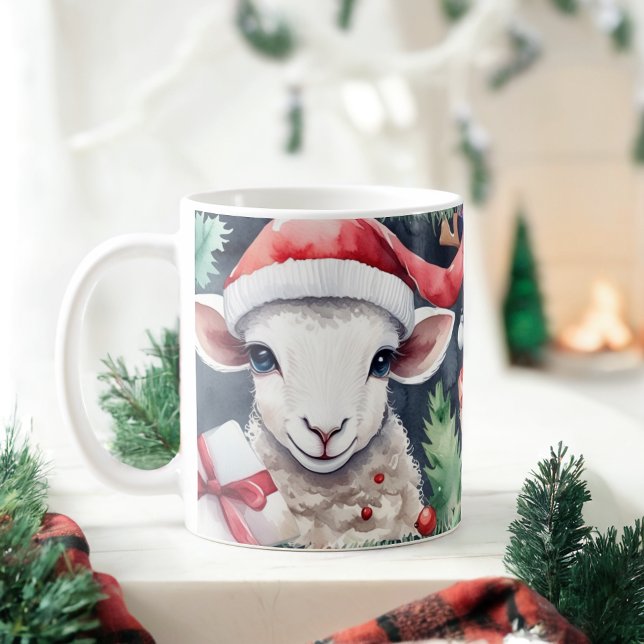 Watercolor Festive Sheep Christmas Mug (Creator Uploaded)