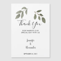 Watercolor feuilles merci carte magnétique Mariage
