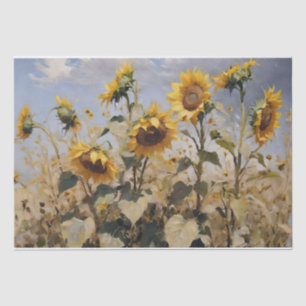 Watercolor Field of Sunflowers Decoupage Tissue Paper
