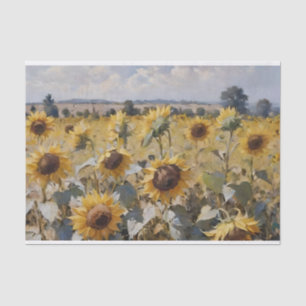 Watercolor Field of Sunflowers Decoupage Tissue Paper