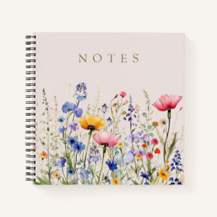 Watercolor Field Wildflowers, Foliage Notes Notebook