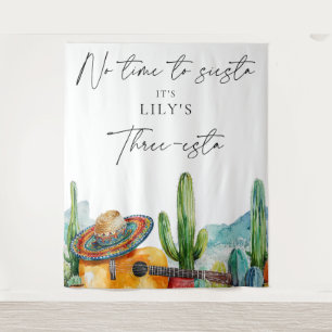 Watercolor Fiesta 3rd Birthday Party Backdrop Tapestry
