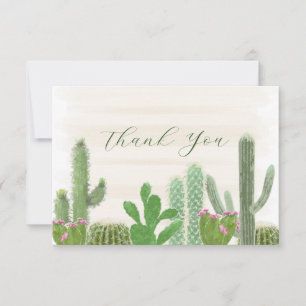 Watercolor Fiesta Cactus Plants Thank You Card
