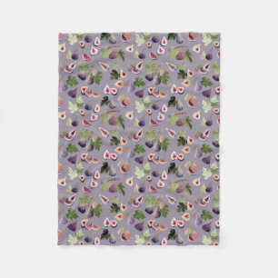 Watercolor Figs on plum purple background blanket