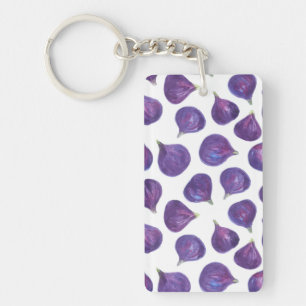 Watercolor figs pattern keychain
