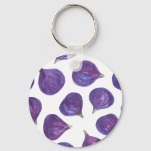 Watercolor figs pattern keychain