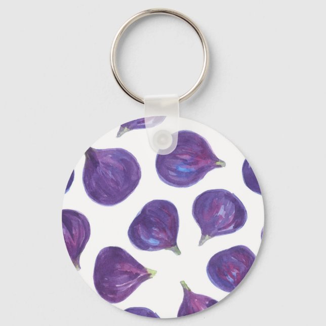 Watercolor figs pattern keychain (Front)