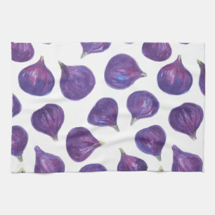 Watercolor figs pattern kitchen towel