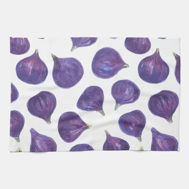 Watercolor figs pattern kitchen towel (Horizontal)
