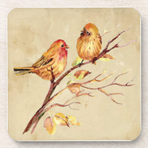 Watercolor Finch Bird Wildlife Nature Art Phone Coaster