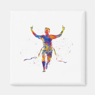 Watercolor finish line runner magnet