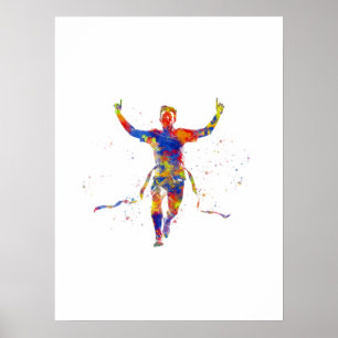 Watercolor finish line runner poster