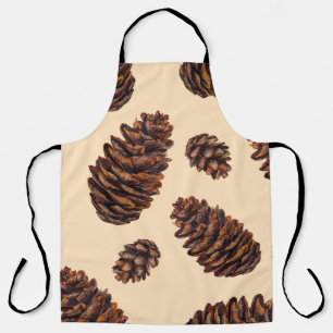 Watercolor fir cone seamless pattern, watercolour apron