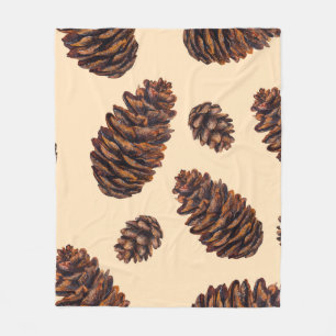 Watercolor fir cone seamless pattern, watercolour fleece blanket