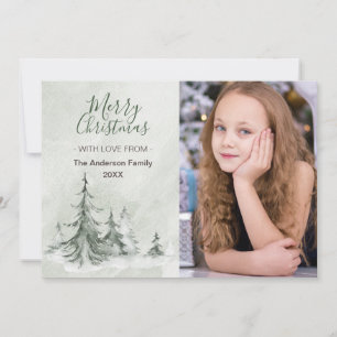 Watercolor Fir Trees Winter, Christmas Party Holiday Card