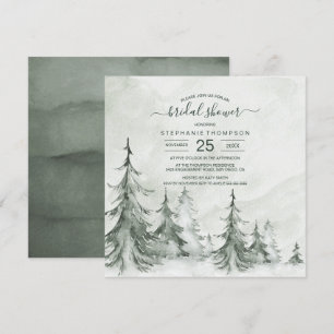 Watercolor Fir Trees Winter Wedding Invitation